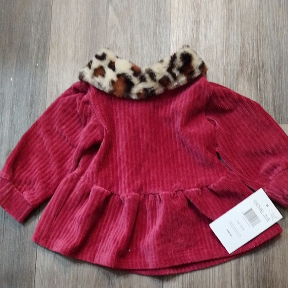 Rachel Zoe Red Baby Dress with Animal Print Collar - Picture 1 of 7